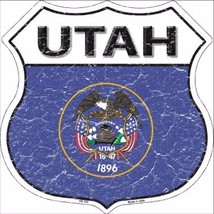 Utah State Flag Distressed 11&quot; x 11&quot; Novelty Highway Shield Metal Sign - £7.95 GBP