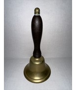 Antique Brass Fire School Teacher Ringing Bell Wood Handle - $32.73