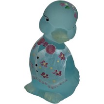 Fenton Figurine Art Glass Ice Blue Duck Floral Limited Edition 93/250 Si... - $60.57