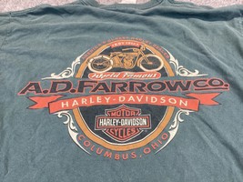 Harley Davidson Hanes Beefy Vintage T-shirt Columbus Ohio A. D. Farrow Co. Large - £15.51 GBP