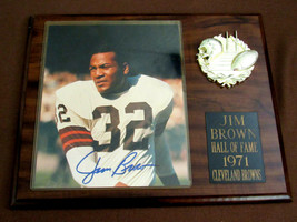 JIM BROWN HOF CLEVELAND BROWNS SIGNED AUTO COLOR 8 X 10 PHOTO WITH PLAQU... - $346.49