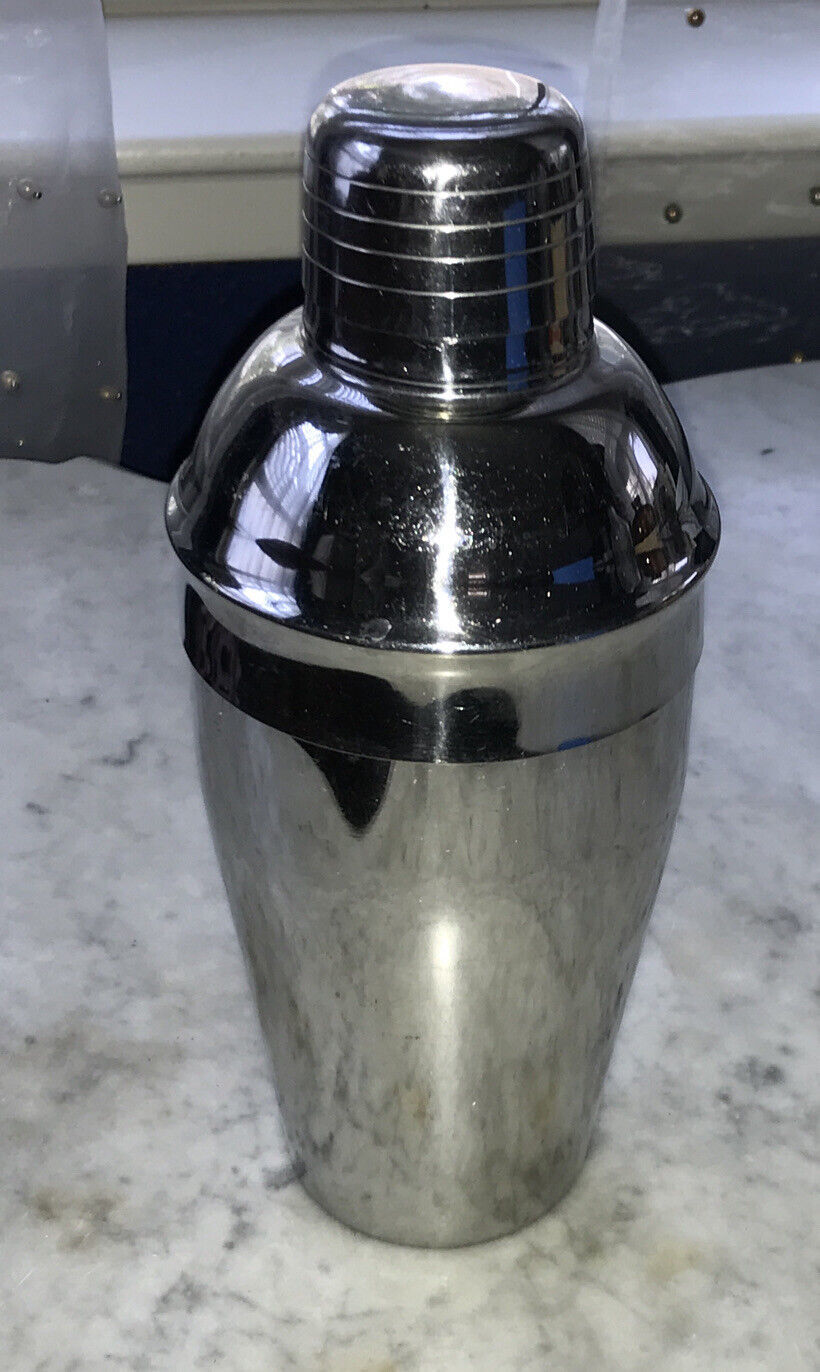Crate & Barrel Stainless Black Crome Finish  Metal Cocktail Drink Shaker - $15.88
