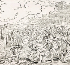 1922 Israelites Saved Egyptians Drowned Wood Engraving Bible Story Vtg D... - $29.99