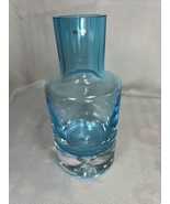 Vintage Krosno Poland Blue Glass Carafe Decanter Pitcher Bubble Blown Ba... - £27.15 GBP