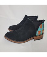 Leather Fleece &amp; Hide Ankle Boots Handmade Boho Tribal Aztec Mexico Blac... - $815.32 MXN