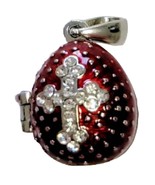 Russe Fait à la Main Faux Pendentif,Rouge/Pierre Précieuse Croix,Pierre - $53.41 CAD