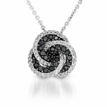 1/3CTW Black And White Diamond Swirl Pendant Necklace With 18&#39;&#39; Chain - £49.81 GBP