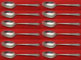 Damask Rose by Oneida Sterling Silver Demitasse Spoon Set 12 pieces 4 1/4&quot; - £200.93 GBP