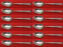 Damask Rose by Oneida Sterling Silver Demitasse Spoon Set 12 pieces 4 1/4&quot; - £200.83 GBP