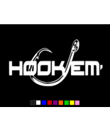 HOOK EM Fishing Fish Hook Vinyl Decal Wall Truck Sticker CHOOSE SIZE COLOR - $3.33+