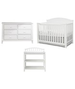 3 Piece Crib Changing Station 6 Drawer Dresser Nursery Furniture Set White - $2,668.19 CAD