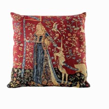 Crave Belgian Tapestry Pillow Lady and The Unicorn Medieval Cluny Museum 17x17&quot; - £30.43 GBP