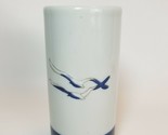 Vintage Otagri Blue White Seagull Bird Vase 6 1/8&quot; Handcrafted Japan Foil - $13.81