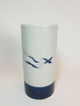 Vintage Otagri Blue White Seagull Bird Vase 6 1/8&quot; Handcrafted Japan Foil - £10.86 GBP