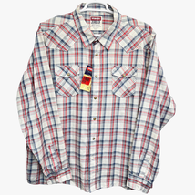 Wrangler Shirt Mens Cream 3XLT Tall Plaid Pearl Snap Long Sleeve Western Cowboy  - £22.97 GBP