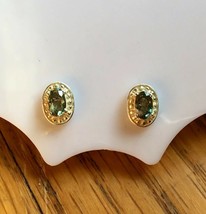 Brand NEW Genuine Green Sapphire Waters Edge Stud Earrings, Sterling Silver - £46.78 GBP