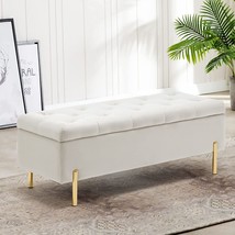 Apeaka Storage Bench Velvet Tufted Upholstered Settee Bench For Bedroom Living - £136.00 GBP