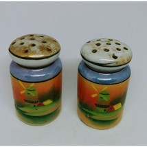 Vintage Ceramic 2.5&quot; Salt And Pepper Shakers With Windmill Design - £4.63 GBP