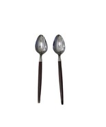 2x Ekco Eterna CANOE MUFFIN teaspoon MCM Stainless Flatware Faux Wood Ha... - £21.32 GBP