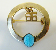 Vintage Immaculate Mary Religious Medal Pin Brooch Blue Enamel &amp; Gold To... - $18.00