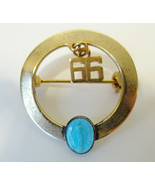 Vintage Immaculate Mary Religious Medal Pin Brooch Blue Enamel &amp; Gold To... - £14.15 GBP
