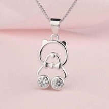 1.00Ct Round Cut Lab-Created Diamond Teddy Bear Pendant 14k White Gold Plated - $102.89