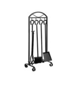 5 Piece Wrought Iron Fireplace Tools Set  Black Fireset with Tongs Holder - $872.39 MXN