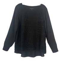 Banana Republic Women Blouse Size Medium Sheer Black Crochet Lace Overlay - £10.04 GBP