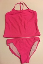2-Piece Op Girl Swim Suit Tankini Set L 10-12 Swimwear Hot Pink Glitter ... - $16.99
