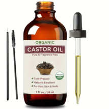 Castor Oil 100% Pure Cold Pressed Unrefined Organic Hair Skin Lashes Bro... - $7.91