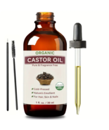 Castor Oil 100% Pure Cold Pressed Unrefined Organic Hair Skin Lashes Bro... - $147.78 MXN