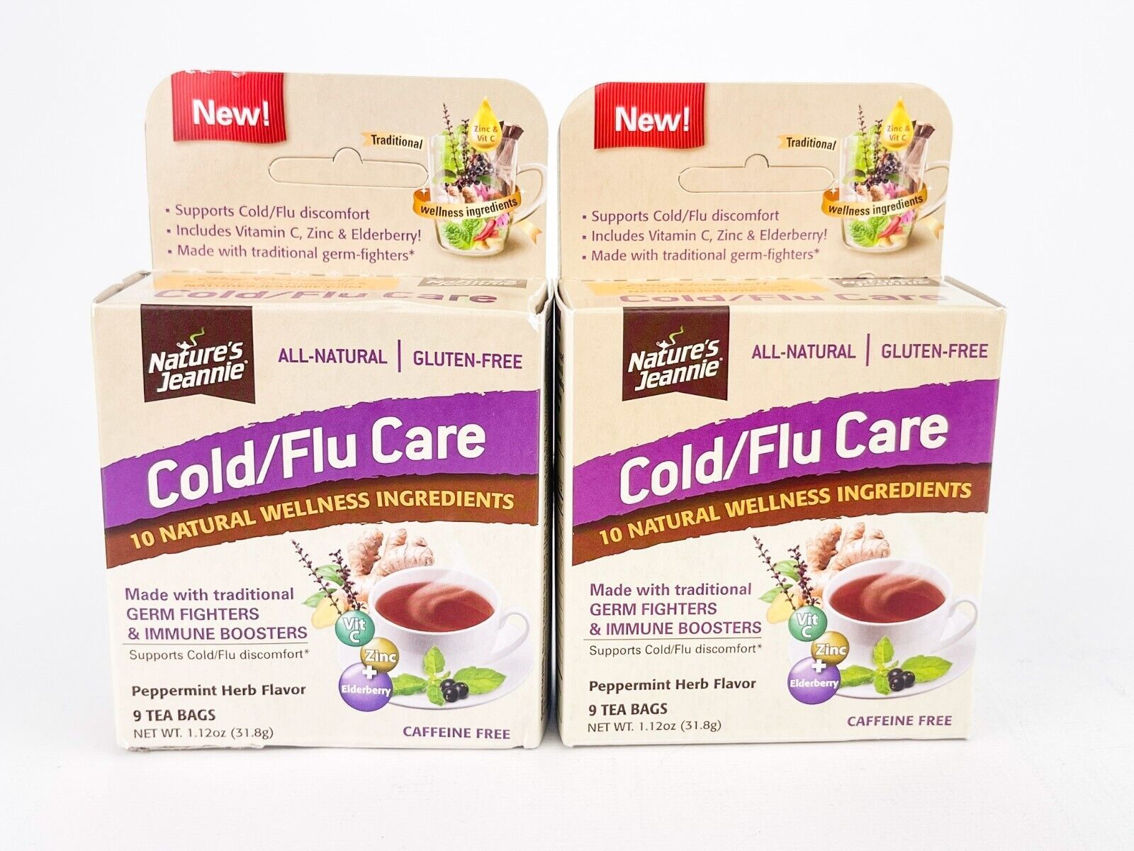 Primary image for Natures Jeannie Cold Flu Carem Peppermint Herb 9 Tea Bags 1.12 Oz Each BB 6/24+