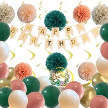 Birthday Decorations For Women Girls With Emerald Green Dusty Rose Pink ... - £36.19 GBP