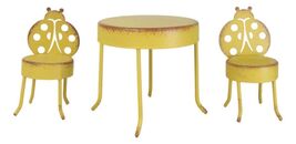 Enchanted Fairy Garden Miniature Metal Yellow Ladybug Table And 2 Chairs... - $14.99