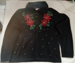 Vintage Basic Edition Holiday Sweater Christmas W/ Removable Fur Collar  Sz Lrg - £11.02 GBP