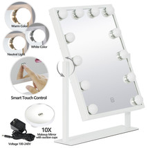 Hollywood Makeup Lighted Vanity Mirror With 12 Lights Bulb Dimmer Tabletop Wall - £67.12 GBP