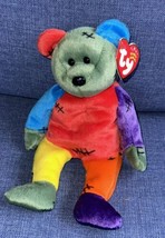 Retired 2002 Ty B EAN Ie Baby Frankenteddy Bear Stitches Patchwork Colorful Mwmts - £11.79 GBP