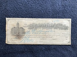 Treasurer Voucher. 1910s The City of Fort Worth, Texas - $368.68 MXN