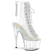 PLEASER ADORE-1016C-2 Sexy 7&quot; Heel Platform Clear Rhinestones Womens Ankle Boots - £71.90 GBP