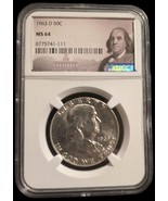 1963-D 50C FRANKLIN SILVER HALF DOLLAR NGC MS64 #6775741 - $475.17 MXN