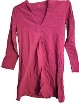 Women&#39;s Tunic Top Shirt Dress Beach Cover Up  Cranberry Maroon Gauze M - £11.04 GBP