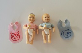 Vntg 1998 Baby Girl &amp; Boy Twins &amp; Bibs - Fisher Price Loving Family Doll... - £23.63 GBP