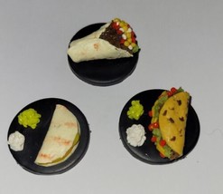 Mexican Food Magnet Set Clay Taco Quesadilla Burrito Kitchen Set Snack  - £7.18 GBP