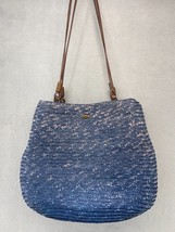 Scala Collection Vintage Blue Woven Straw Shoulder Tote Beach Bag  READ - £8.89 GBP
