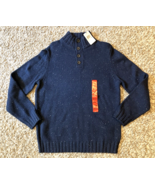 Nautica Sweater Mens Medium Navy Blue Quarter Button Pullover Jumper Lon... - $24.70