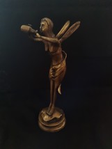 Antique (art nouveau) bronze statue from woman/dragonfly drinking nectar - £177.41 GBP