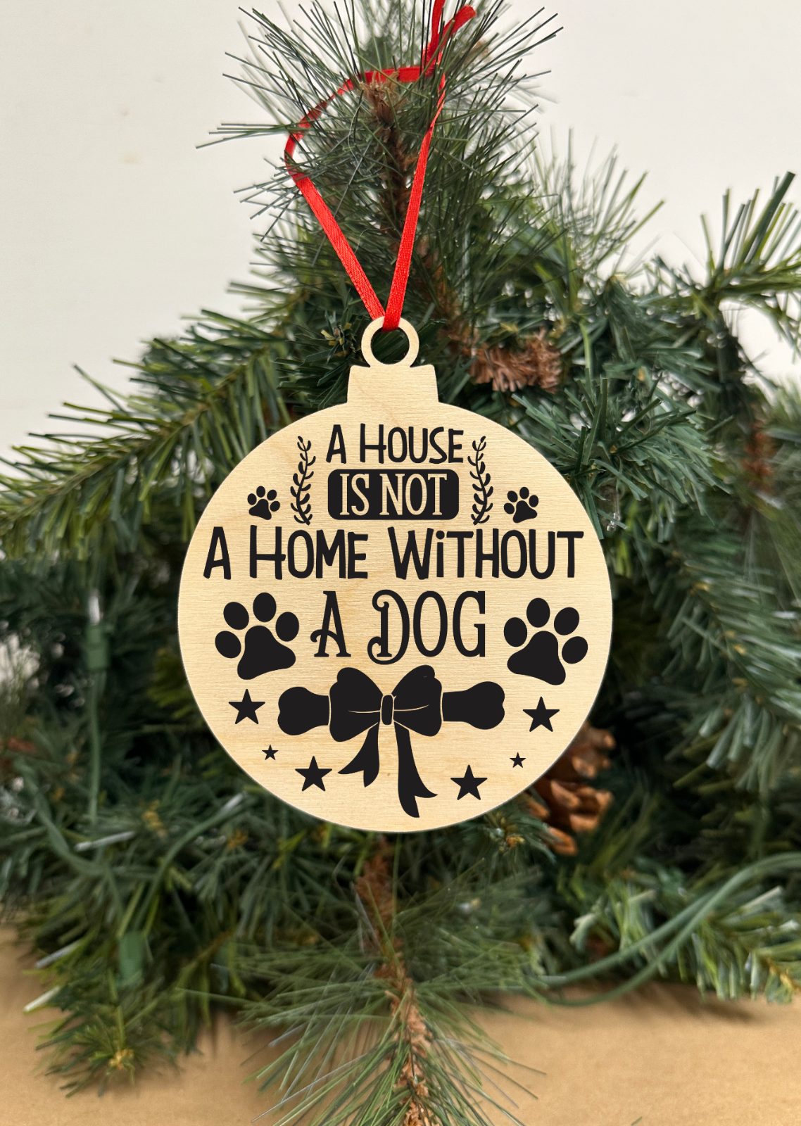 Dod Lovers Paws Engraved Wooden Christmas ornament, Snowball Holiday gift - $9.49