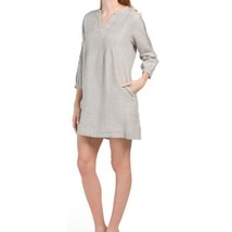  NWT TAHARI Linen Tunic Shirt Dress Women’s Medium Gray Long Sleeve Swim Cover - £43.65 GBP