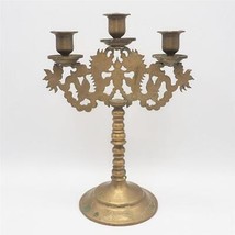 Vintage Brass Candelabra 3 Candlestick Holders Phoenix 12&quot; - £101.45 GBP