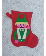 Vintage Red Felt Christmas Stocking with Felt Details FREE SHIPPING - £12.65 GBP